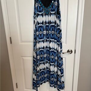 Rafaella Blue and Black Geometric Maxi Dress